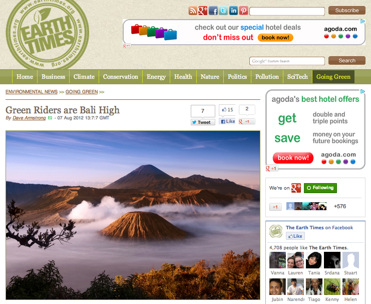 GREEN RIDERS in The Earth Times